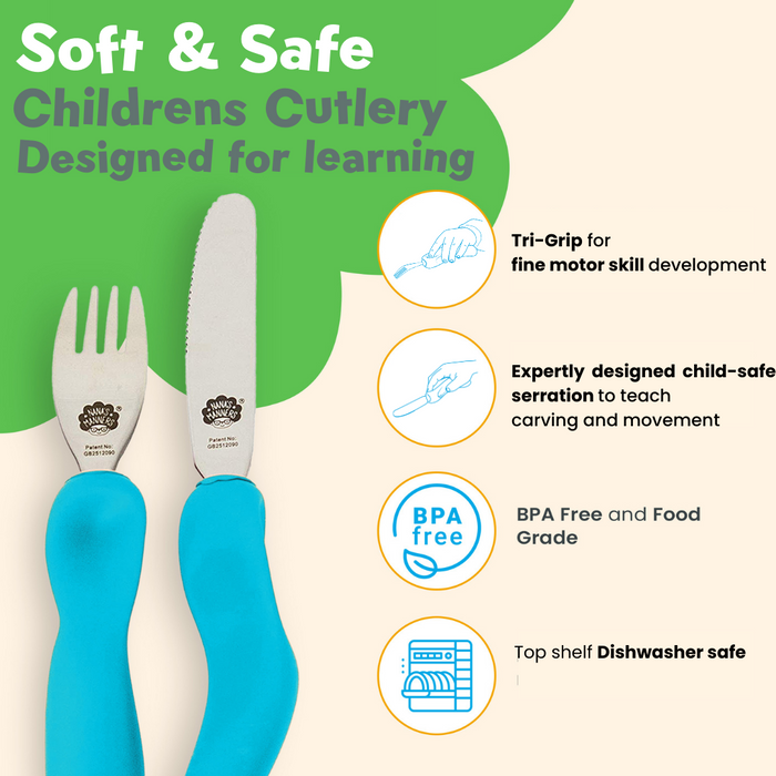 Sztućce dla dziecka TEAL nóż i widelec