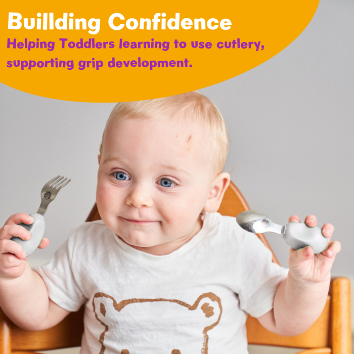 Pierwsze sztućce ETAP 2 dla dzieci 12 msc+ Grey