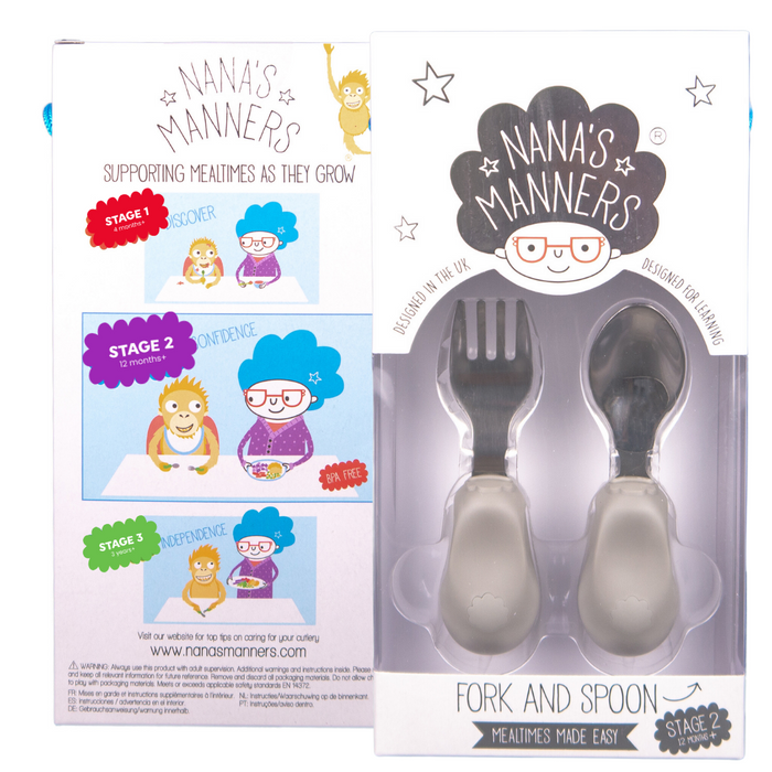 Pierwsze sztućce ETAP 2 dla dzieci 12 msc+ Grey