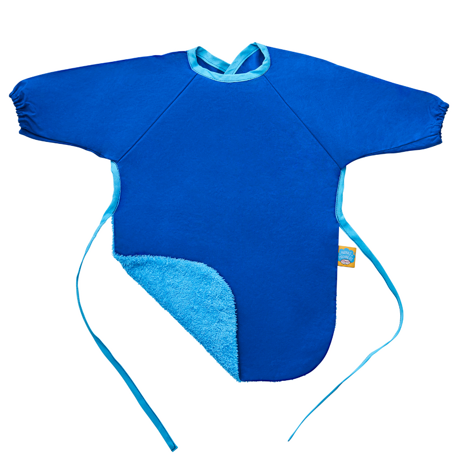 Bavoir original Nana à manches longues en coton ciré - Bleu Royal